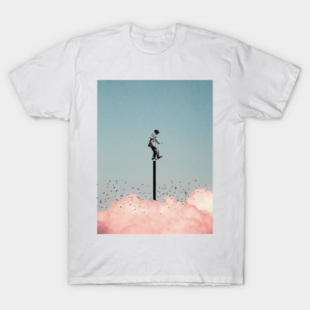 Balancing on one leg above the clouds T-Shirt by Underdott